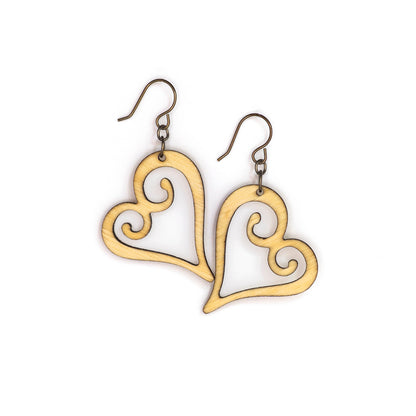 Single Heart Dangle Earrings